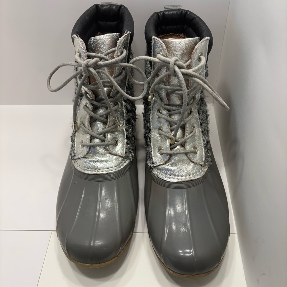 SAM EDELMAN BOOTS DUCK HIGH TOP WOMEN SIZE 8 GRAY